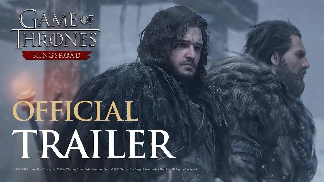 Official Game of Thrones: Kingsroad trailer key art showing two northern characters in winter dress