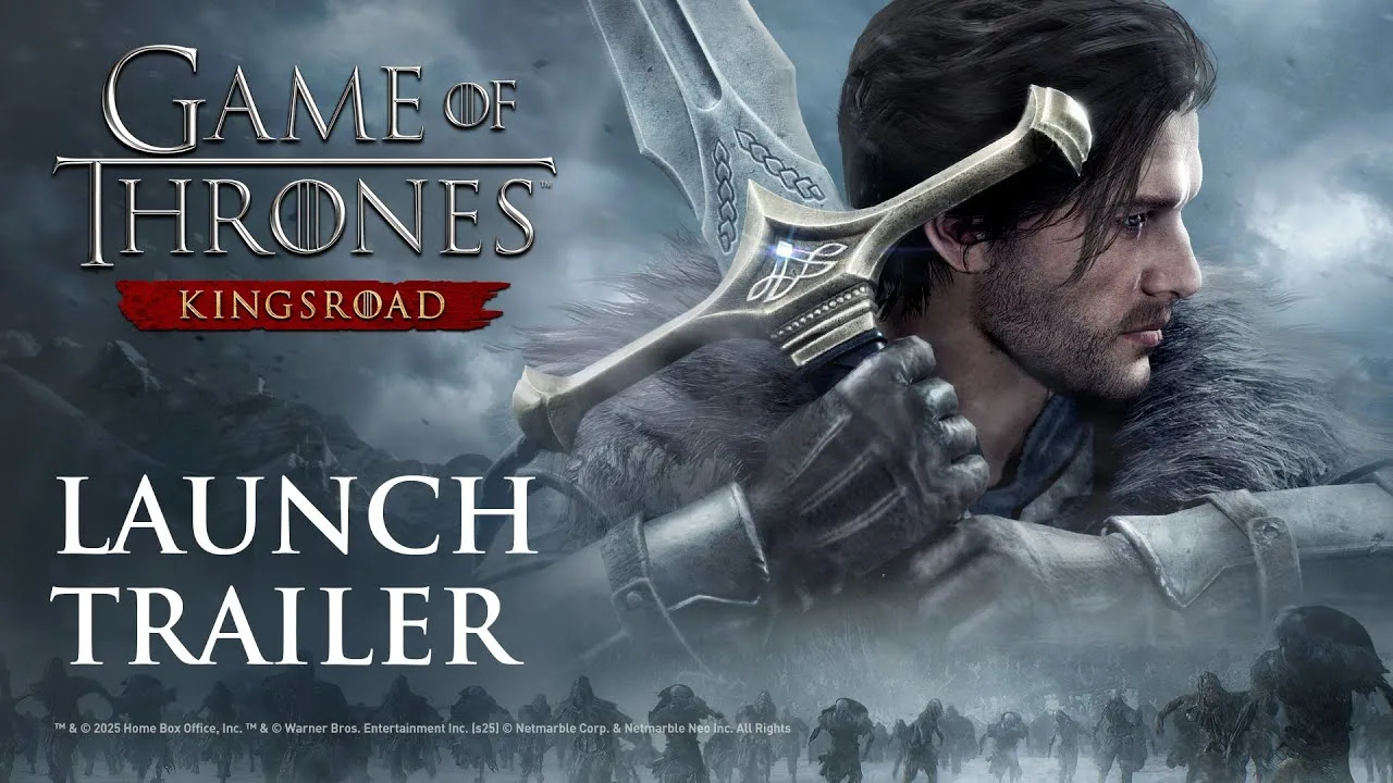 Official Game of Thrones: Kingsroad launch trailer key art showing the protagonist with a greatsword